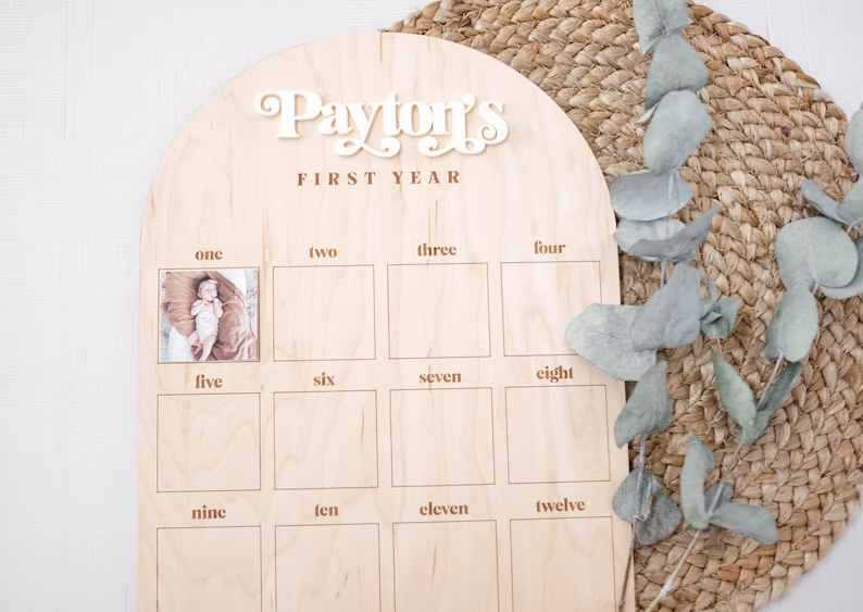 Baby's First Year Sign - First Year Photo Board - Milestone Sign